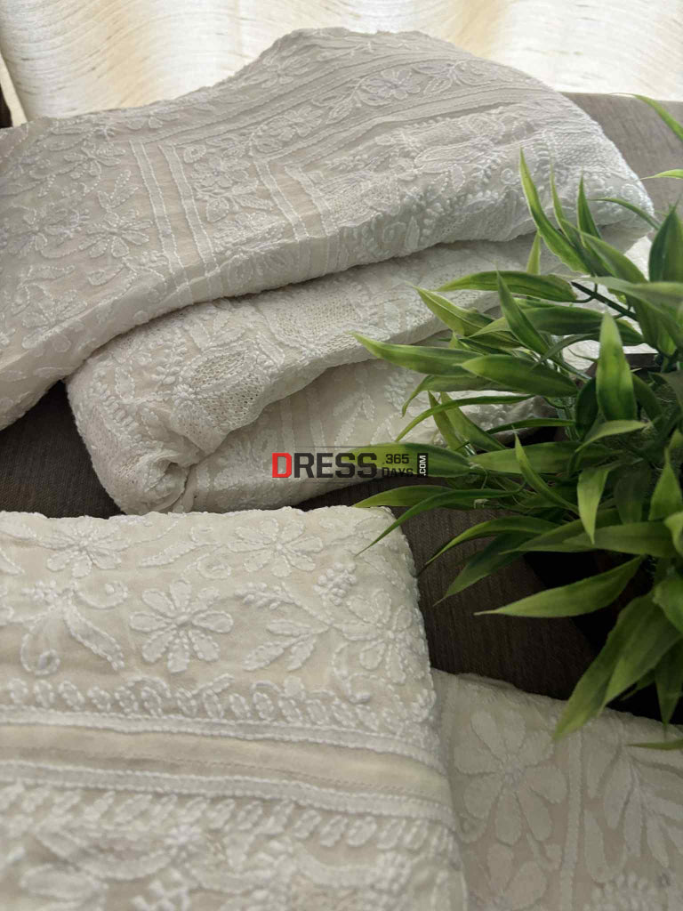 Ivory White Hand Jaali Chikankari Lehenga Set Chikankari Lehenga