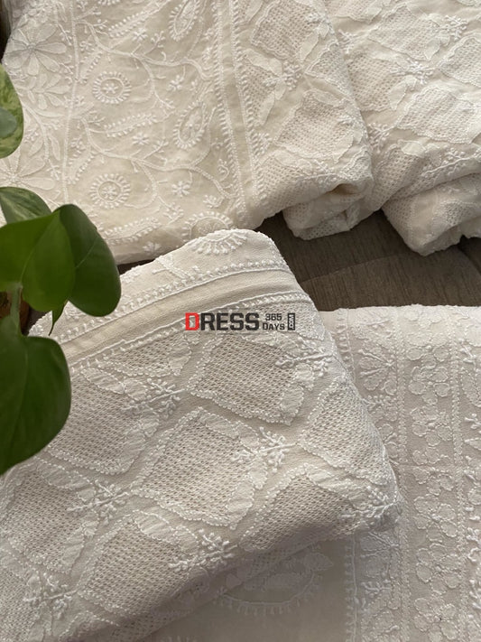 Ivory White Hand Jaali Chikankari Lehenga Set