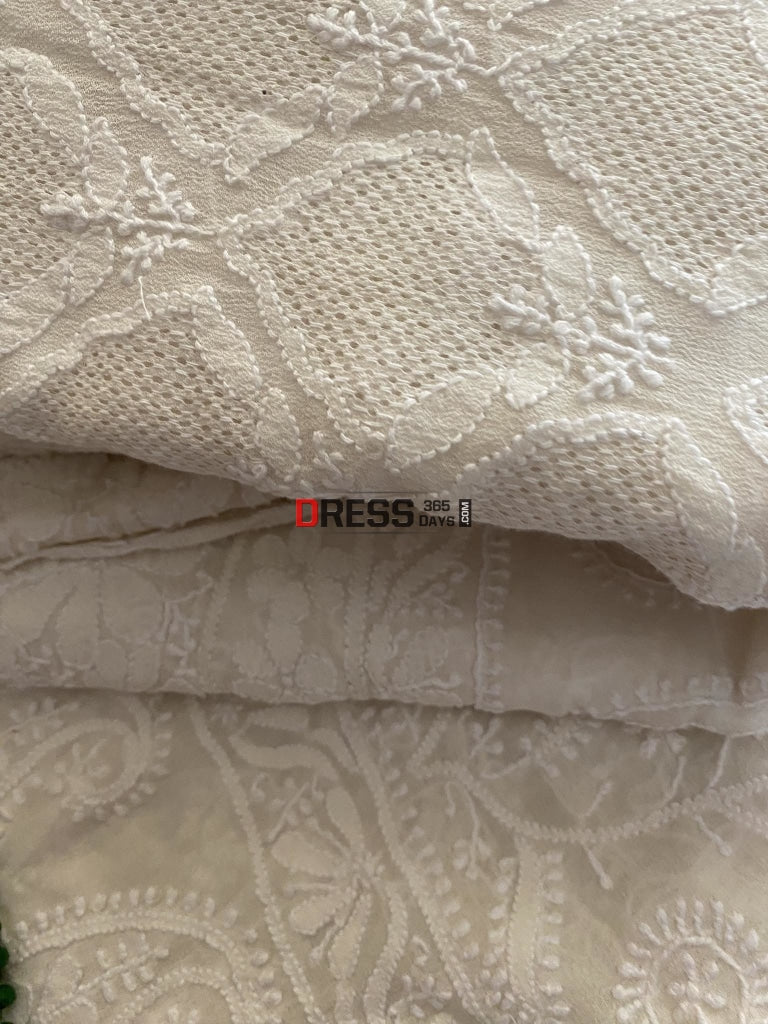 Ivory White Hand Jaali Chikankari Lehenga Set