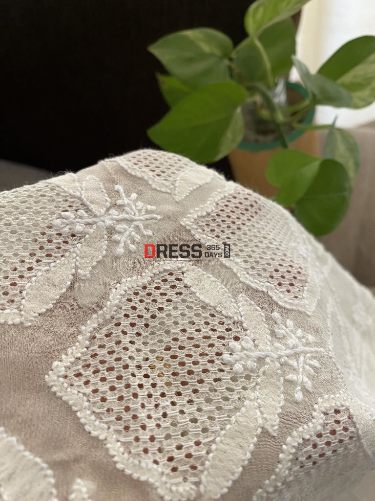 Ivory White Hand Jaali Chikankari Lehenga Set