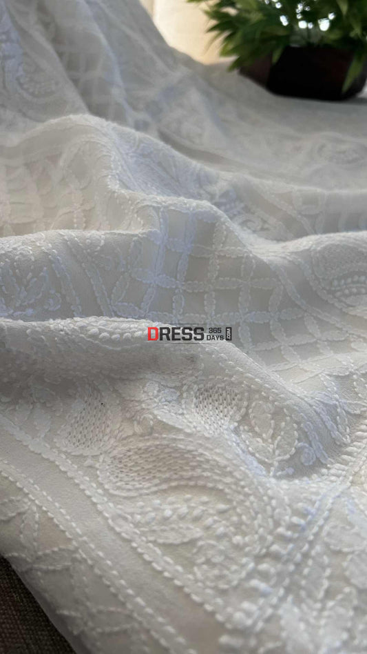Ivory White Hand Jaali Lucknawi Chikankari Suit Chikankari Suits