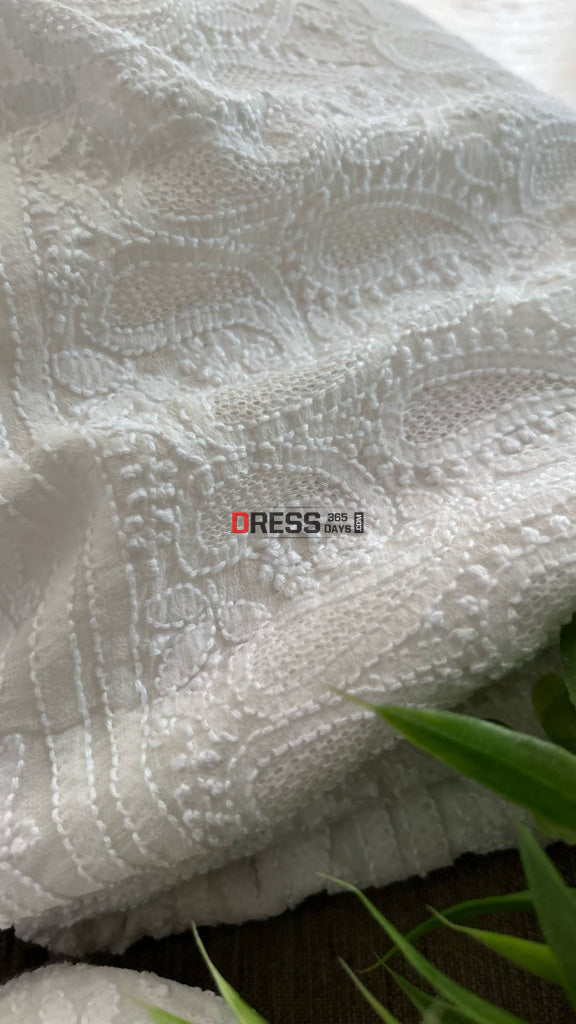 Ivory White Hand Jaali Lucknowi Chikankari Lehenga Set Chikankari Lehenga