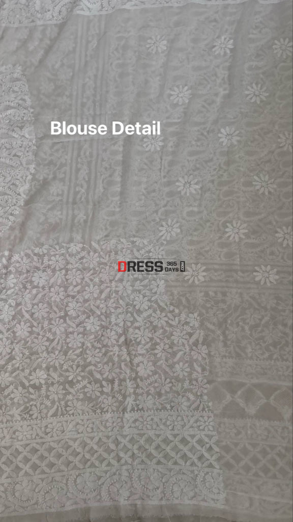 Ivory White Hand Jaali Lucknowi Chikankari Lehenga Set Chikankari Lehenga