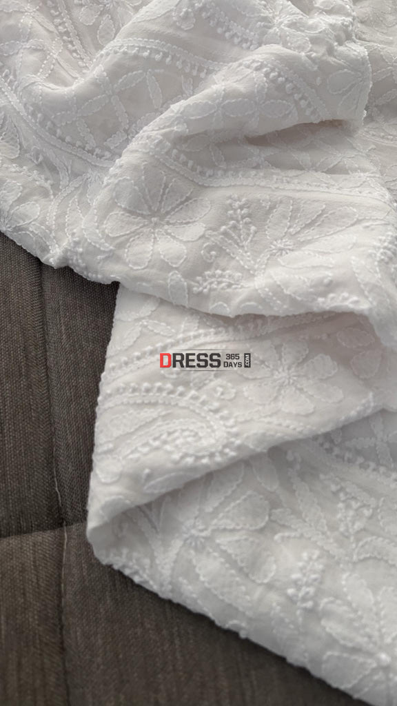 Ivory White Lucknowi Chikankari Anarkali