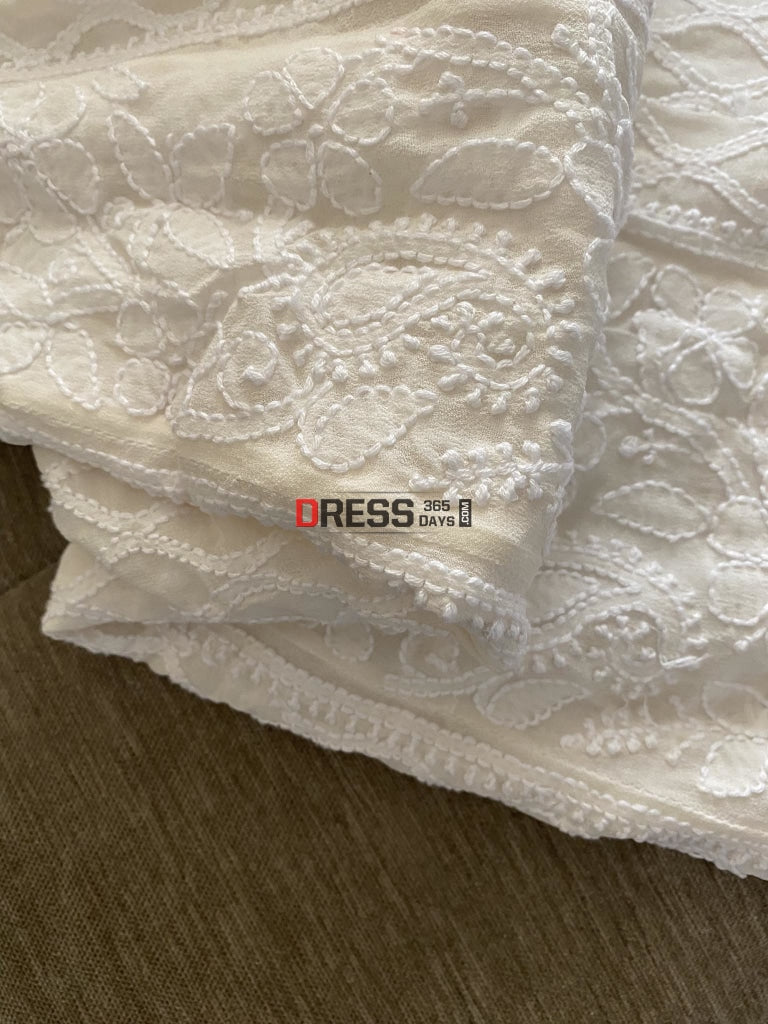 Ivory White Lucknowi Chikankari Anarkali