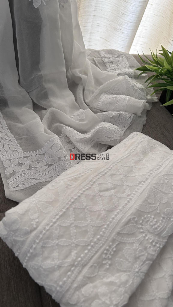 Ivory White Lucknowi Chikankari Anarkali