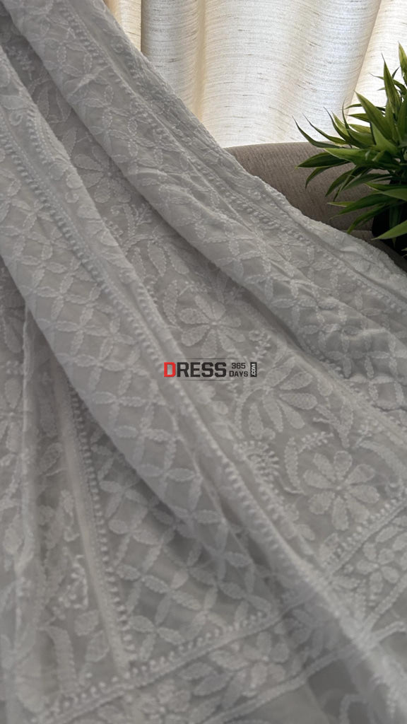 Ivory White Lucknowi Chikankari Anarkali