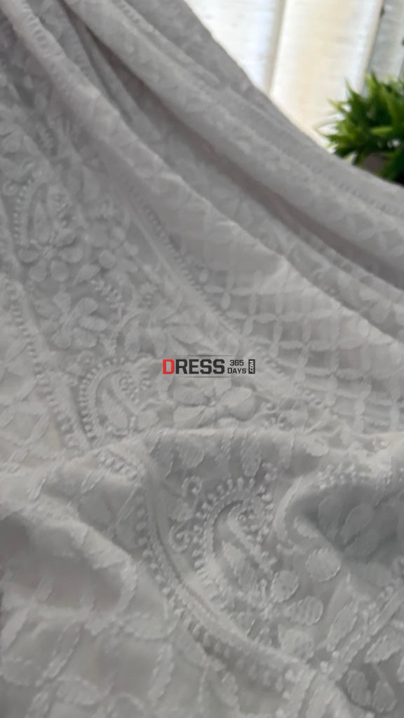 Ivory White Lucknowi Chikankari Anarkali