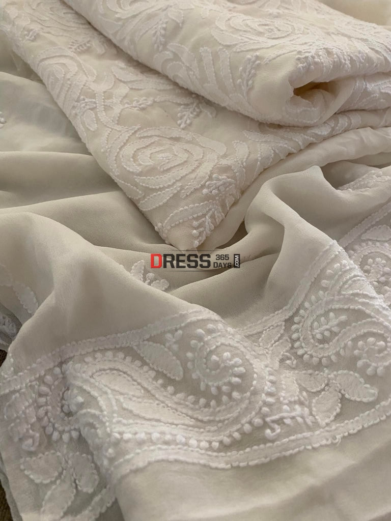 Ivory White Lucknowi Chikankari Suit Suits