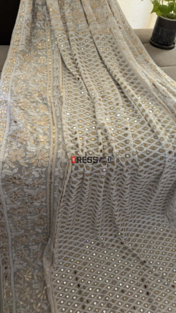 Ivory White Mirror & Gota Patti Chikankari Dupatta - Chikankari Dupatta