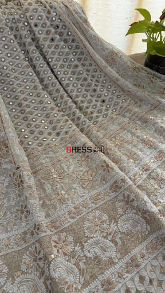 Ivory White Mirror & Gota Patti Chikankari Dupatta - Chikankari Dupatta
