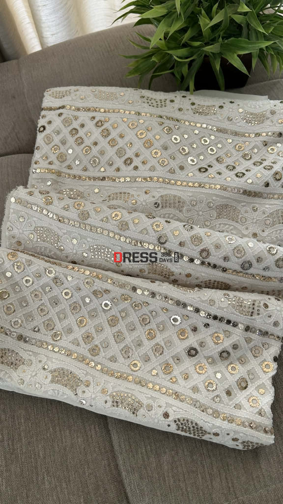 Ivory White Ring Mukaish Chikankari Suit Chikankari Suits