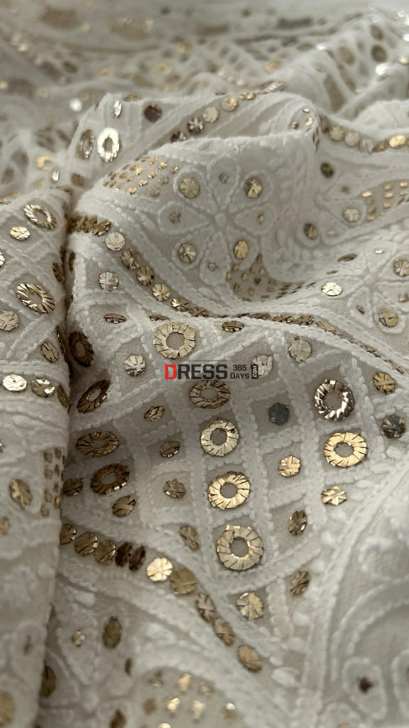 Ivory White Ring Mukaish Chikankari Suit Chikankari Suits