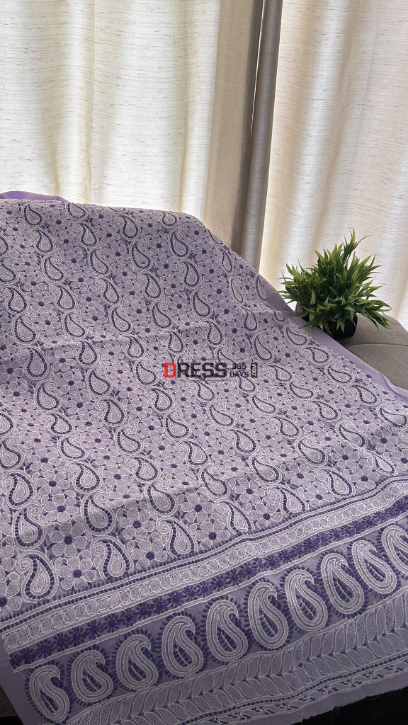 Lavender Cotton Chikankari Kurti Fabric (Only Kurti)