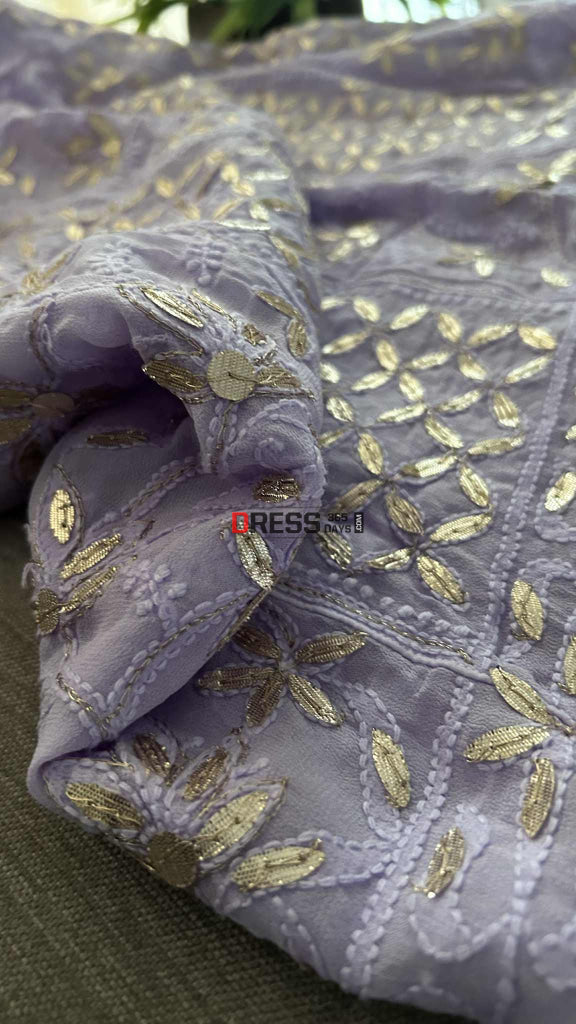 Lavender Gota Patti Chikankari Anarkali Suit (Anarkali And Dupatta) Chikankari Anarkali