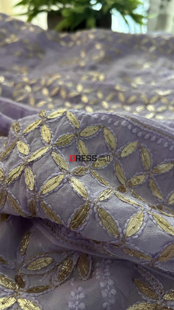 Lavender Gota Patti Chikankari Anarkali Suit (Anarkali And Dupatta) Chikankari Anarkali