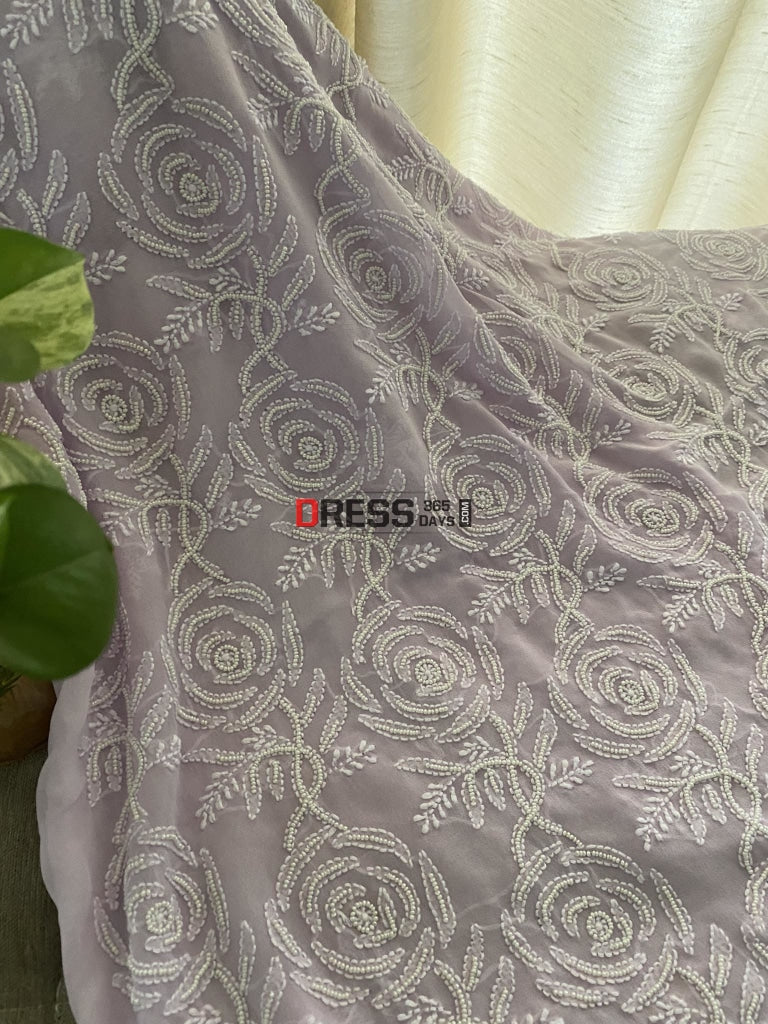 Lavender Pearl Lucknowi Kurta Dupatta Set Chikankari Suits