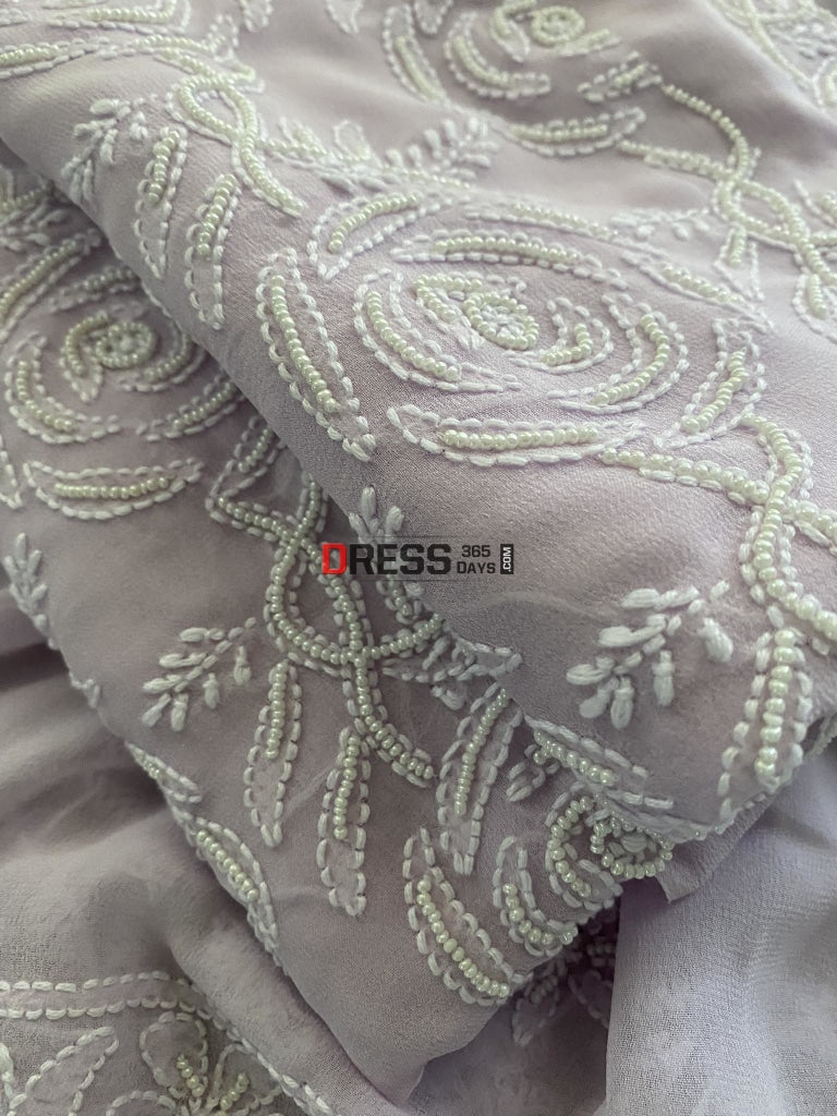 Lavender Pearl Lucknowi Kurta Dupatta Set Chikankari Suits