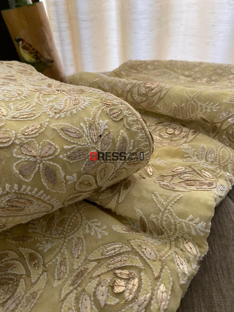 Lemon Yellow Gota Patti Chikankari Lehenga Set