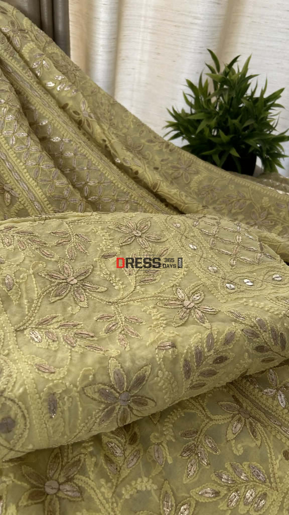 Lemon Yellow Gota Patti Chikankari Lehenga Set Chikankari Lehenga