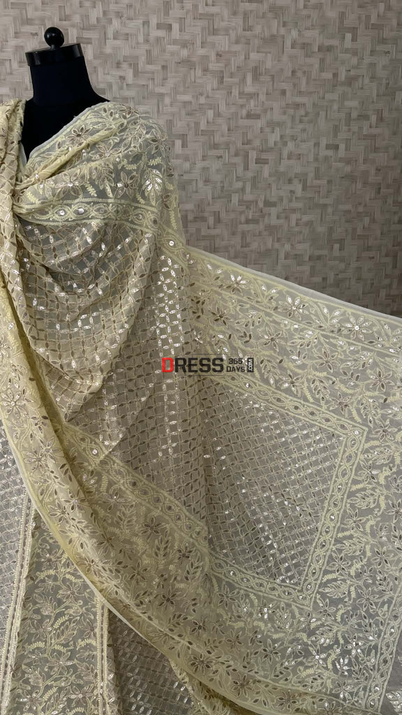 Lemon Yellow Gota Patti Chikankari Lehenga Set Chikankari Lehenga
