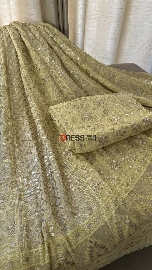 Lemon Yellow Gota Patti Chikankari Lehenga Set Chikankari Lehenga