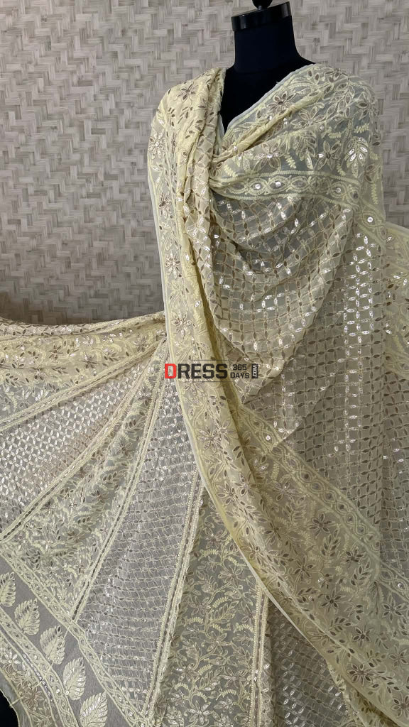 Lemon Yellow Gota Patti Chikankari Lehenga Set Chikankari Lehenga