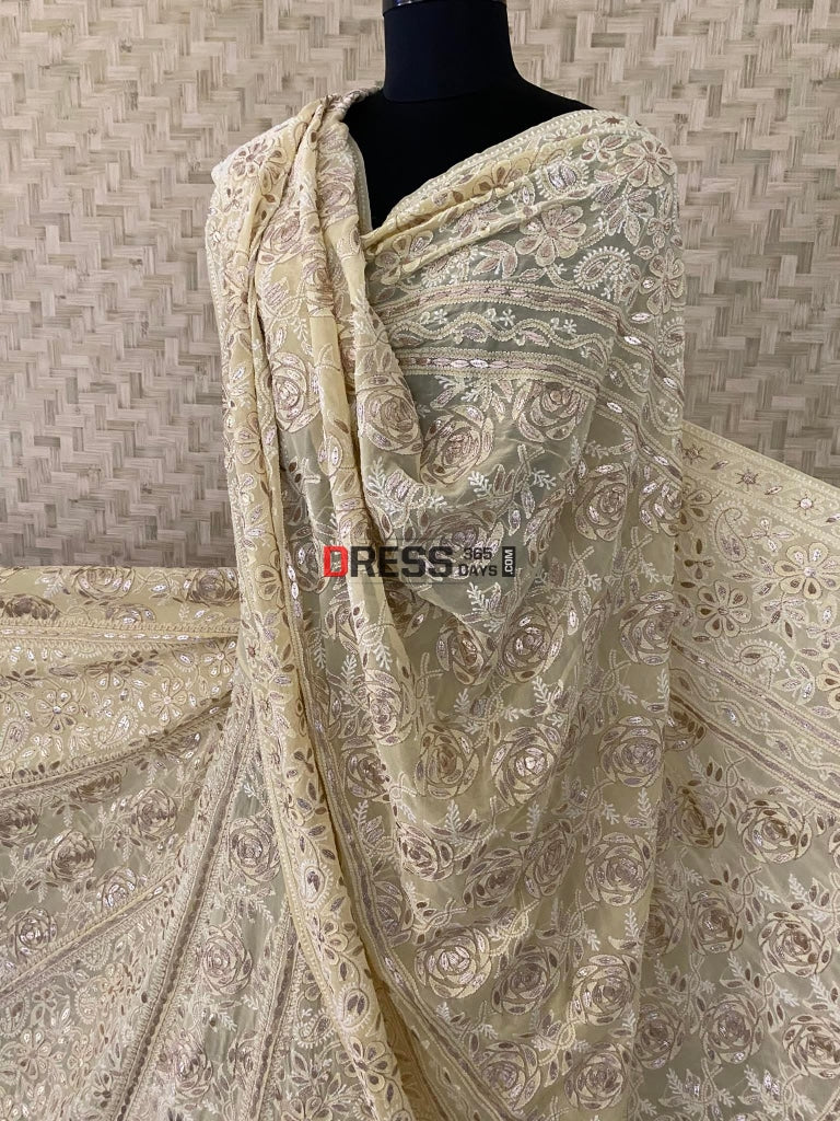Lemon Yellow Gota Patti Chikankari Lehenga Set
