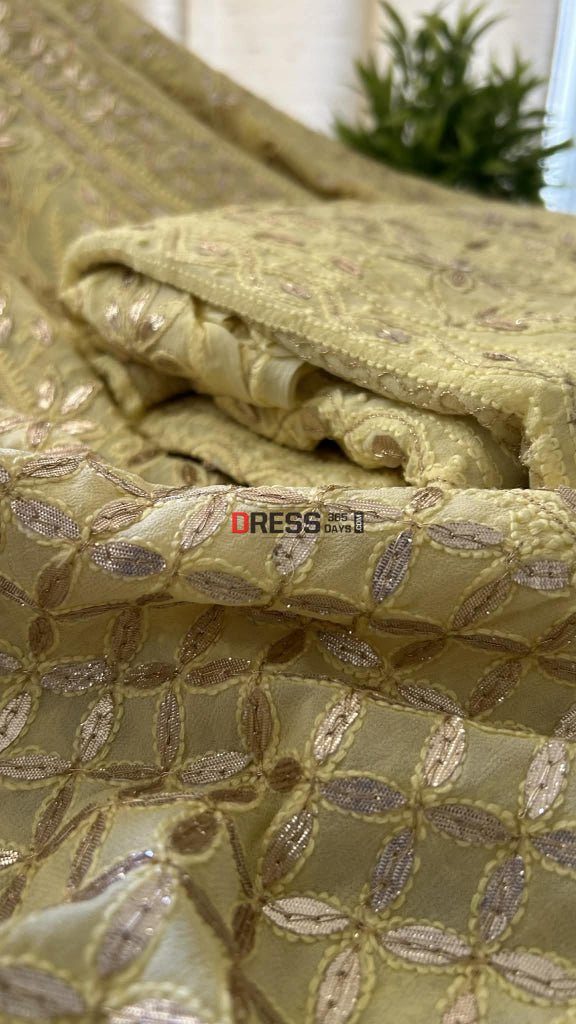 Lemon Yellow Gota Patti Chikankari Lehenga Set Chikankari Lehenga