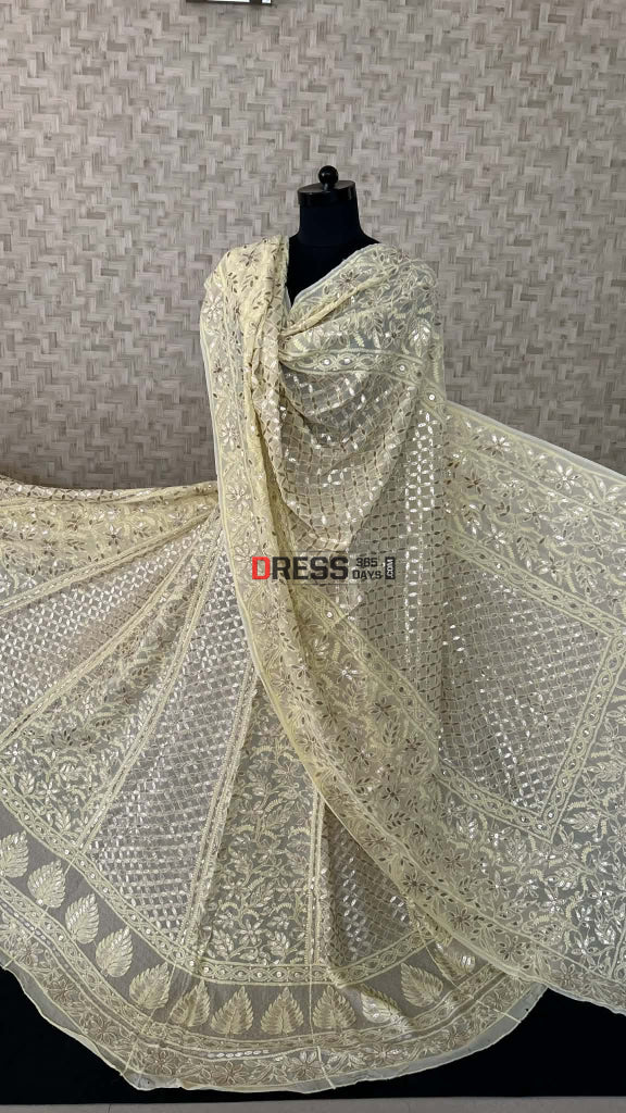 Lemon Yellow Gota Patti Chikankari Lehenga Set Chikankari Lehenga