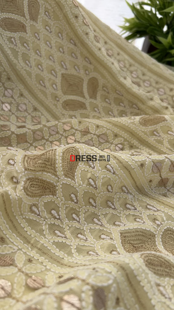 Lemon Yellow Gota Patti Chikankari Suit (Kurta & Dupatta) Chikankari Suits