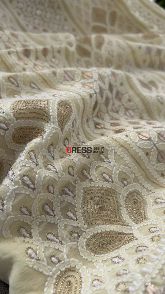 Lemon Yellow Gota Patti Chikankari Suit (Kurta & Dupatta) Chikankari Suits