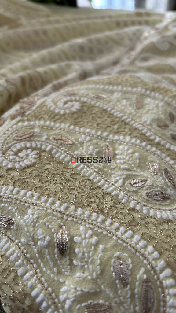 Lemon Yellow Gota Patti Chikankari Suit (Kurta & Dupatta) Chikankari Suits