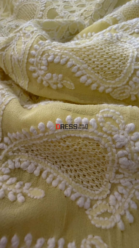 Lemon Yellow Hand Jaali Lucknowi Chikankari Suit - Chikankari Suits
