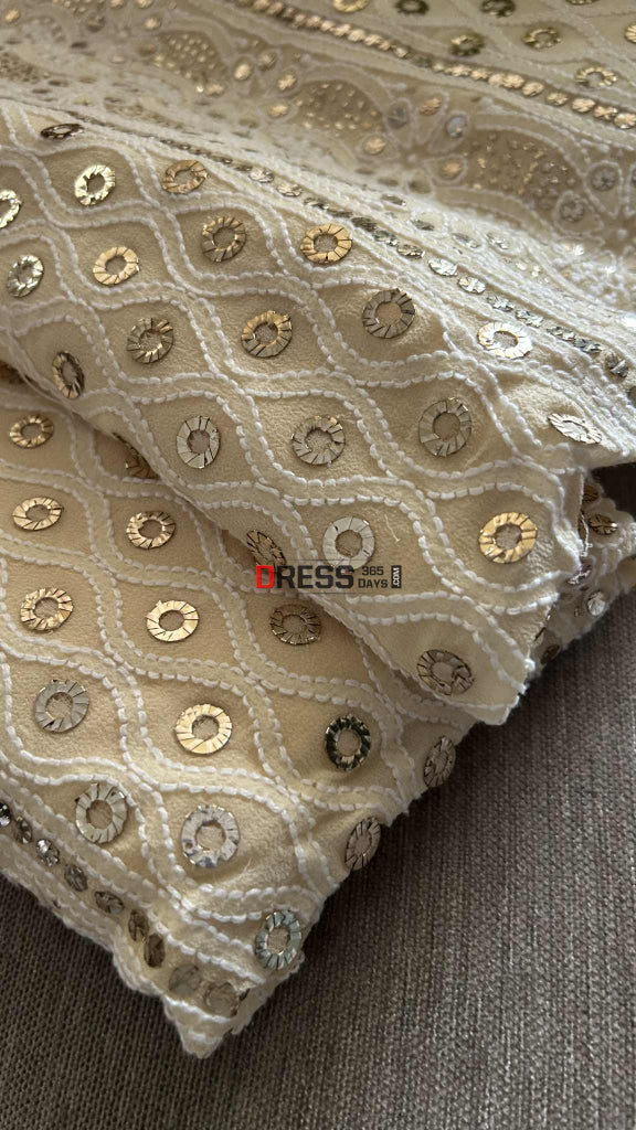 Light Beige Ring Mukaish Chikankari Suit Chikankari Suits