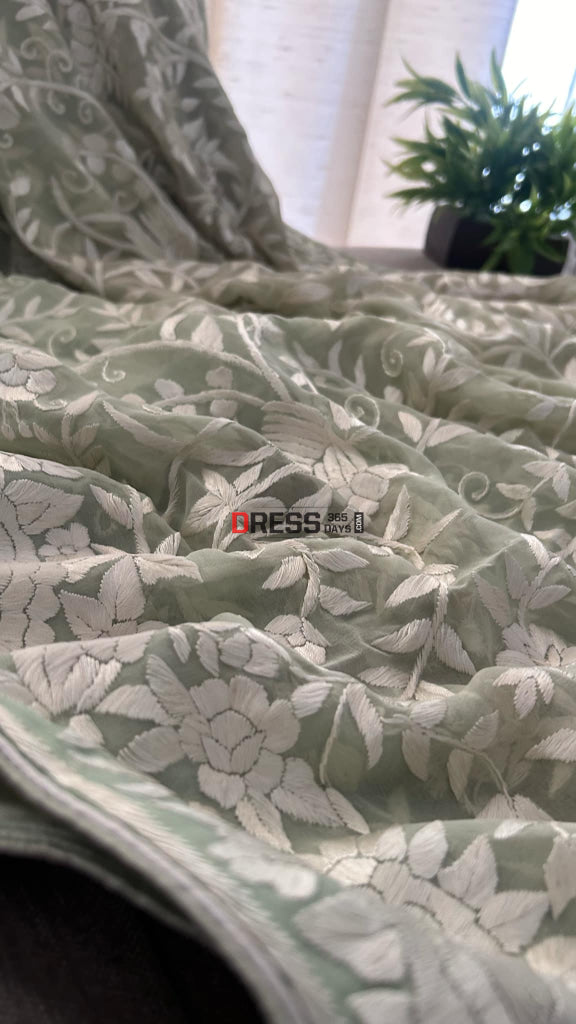 Light Mint Green Parsi Gara Dupatta Parsi Gara Dupatta