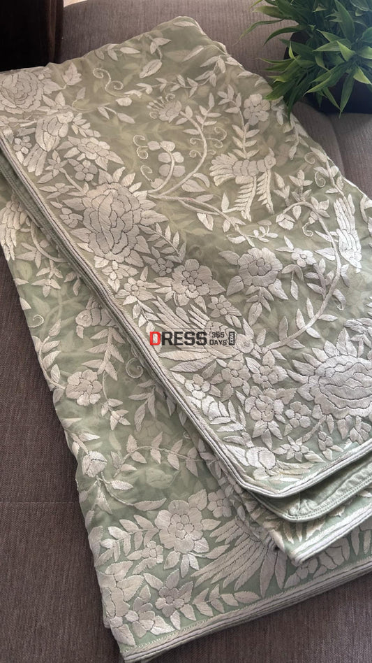 Light Mint Green Parsi Gara Dupatta Parsi Gara Dupatta