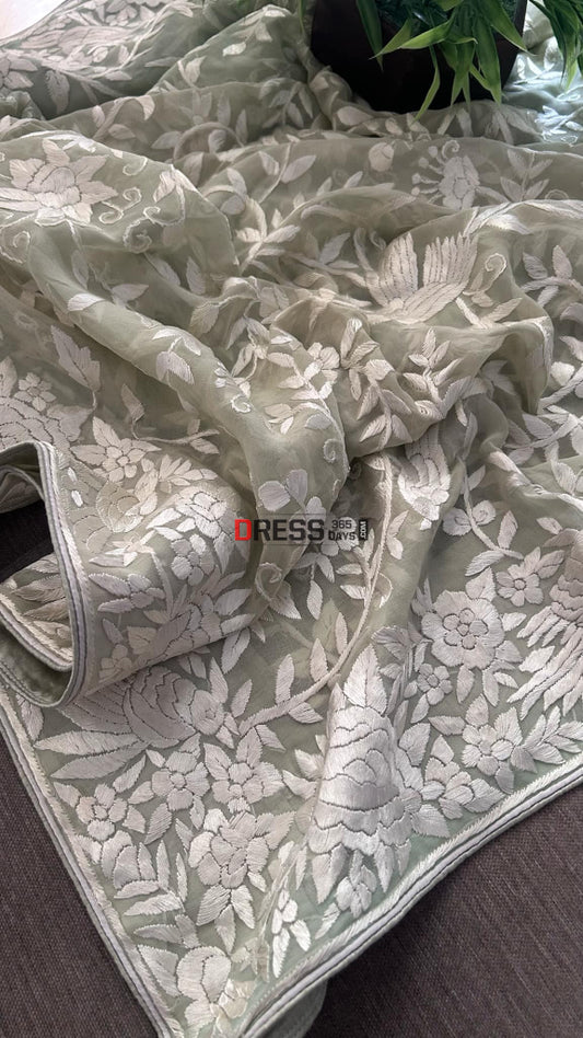 Light Mint Green Parsi Gara Dupatta Parsi Gara Dupatta