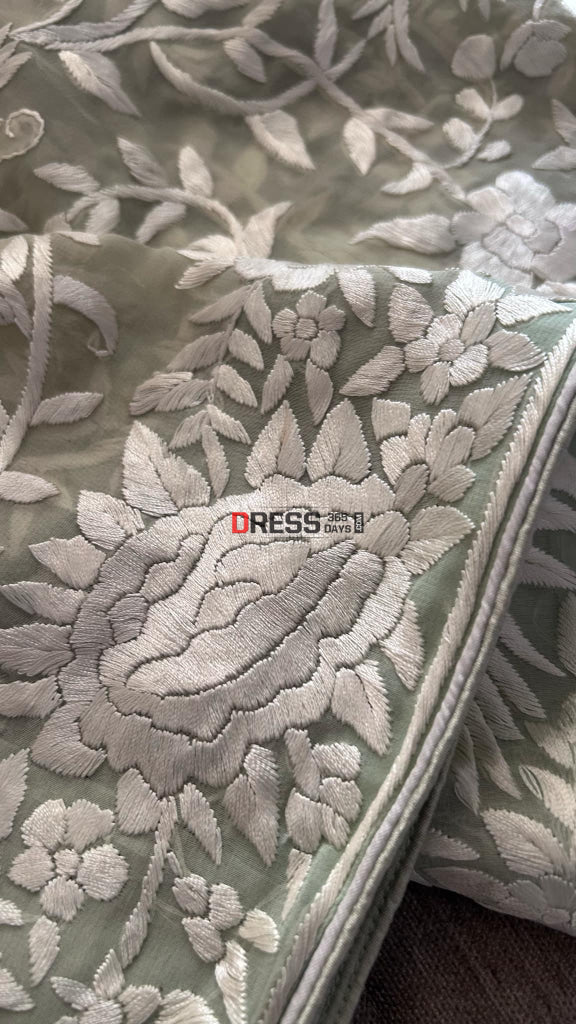 Light Mint Green Parsi Gara Dupatta Parsi Gara Dupatta