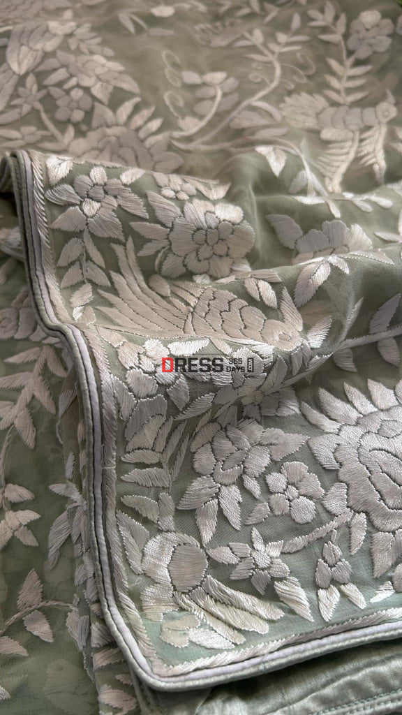 Light Mint Green Parsi Gara Dupatta Parsi Gara Dupatta