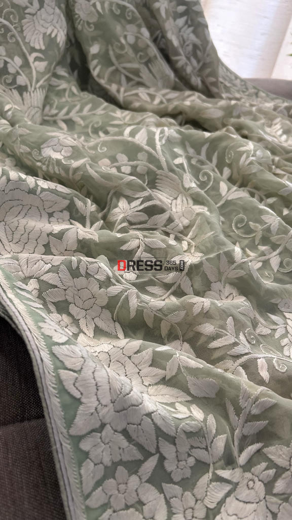 Light Mint Green Parsi Gara Dupatta Parsi Gara Dupatta