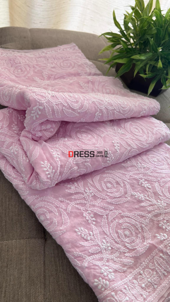 Light Pink Lucknowi Chikankari Dupatta Chikankari Dupatta