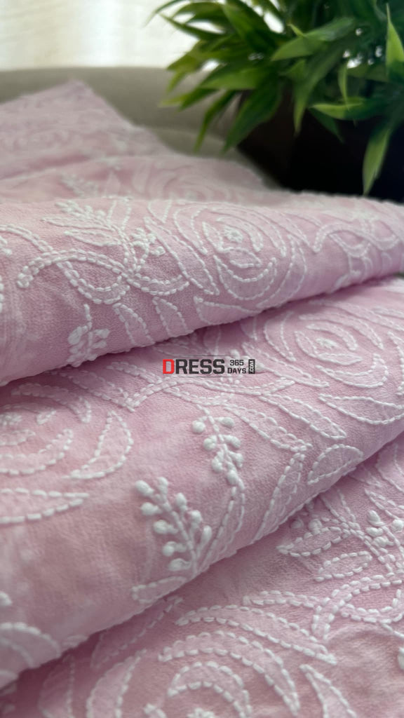 Light Pink Lucknowi Chikankari Dupatta Chikankari Dupatta