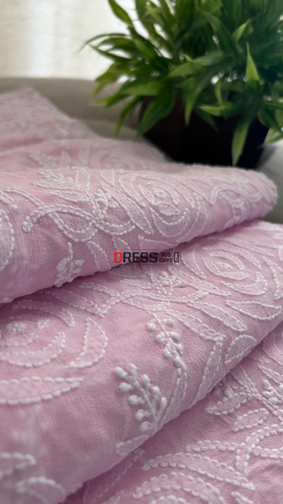Light Pink Lucknowi Chikankari Dupatta Chikankari Dupatta
