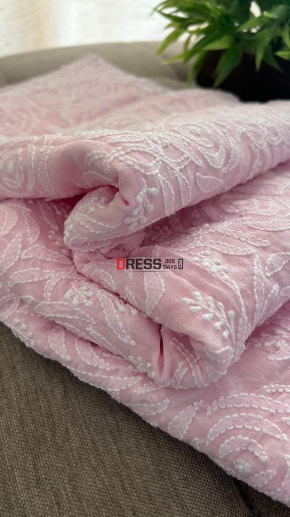 Light Pink Lucknowi Chikankari Dupatta Chikankari Dupatta