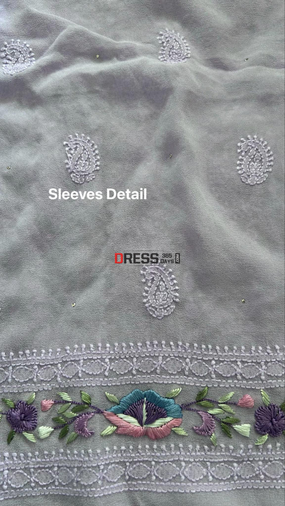 Lilac Chikankari Parsi Gara Daman Suit Suits