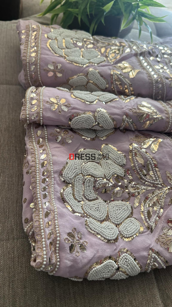 Lilac Kamdani & Pearl Suit Chikankari Suits