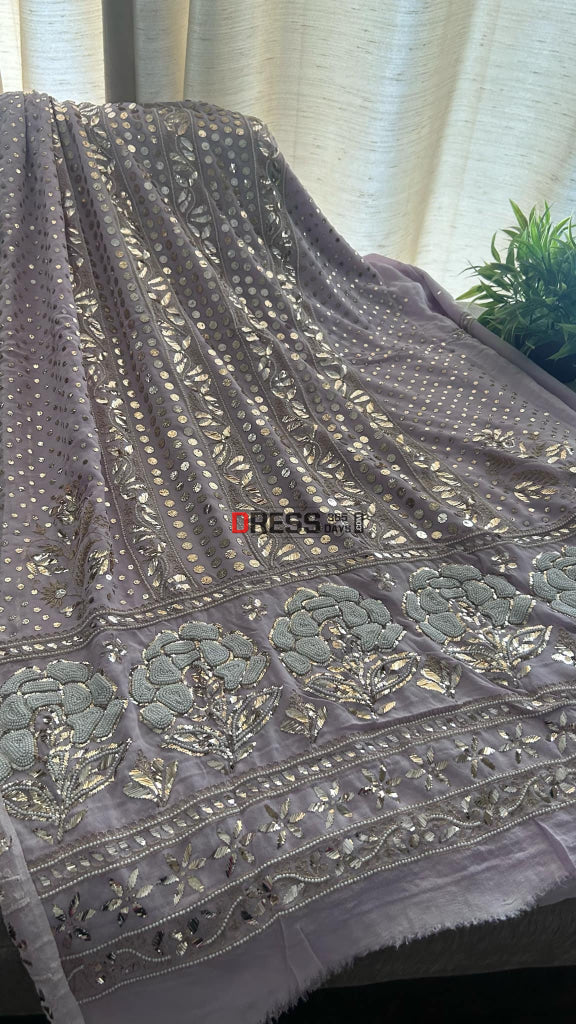 Lilac Kamdani & Pearl Suit Chikankari Suits