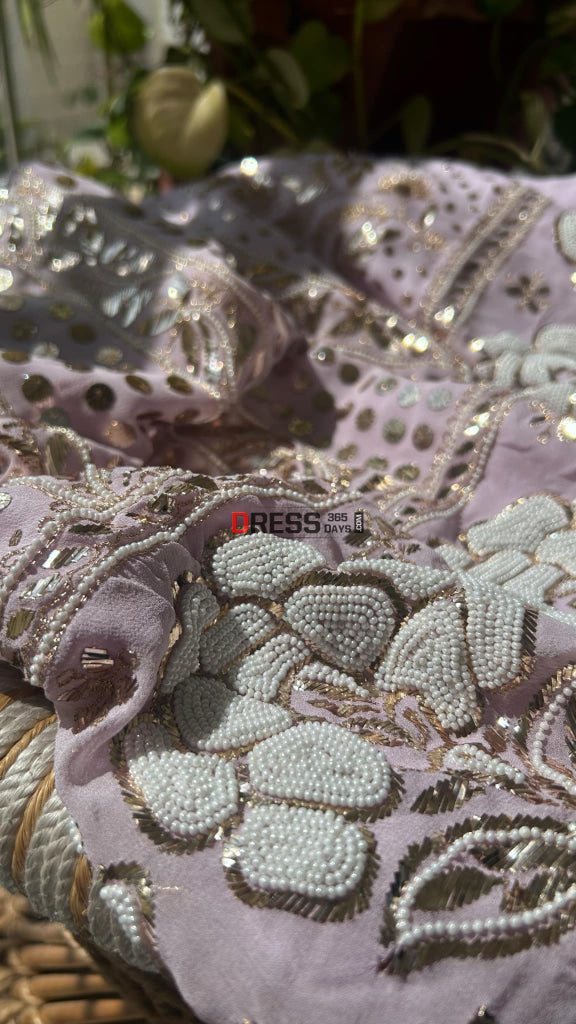 Lilac Kamdani & Pearl Suit Chikankari Suits