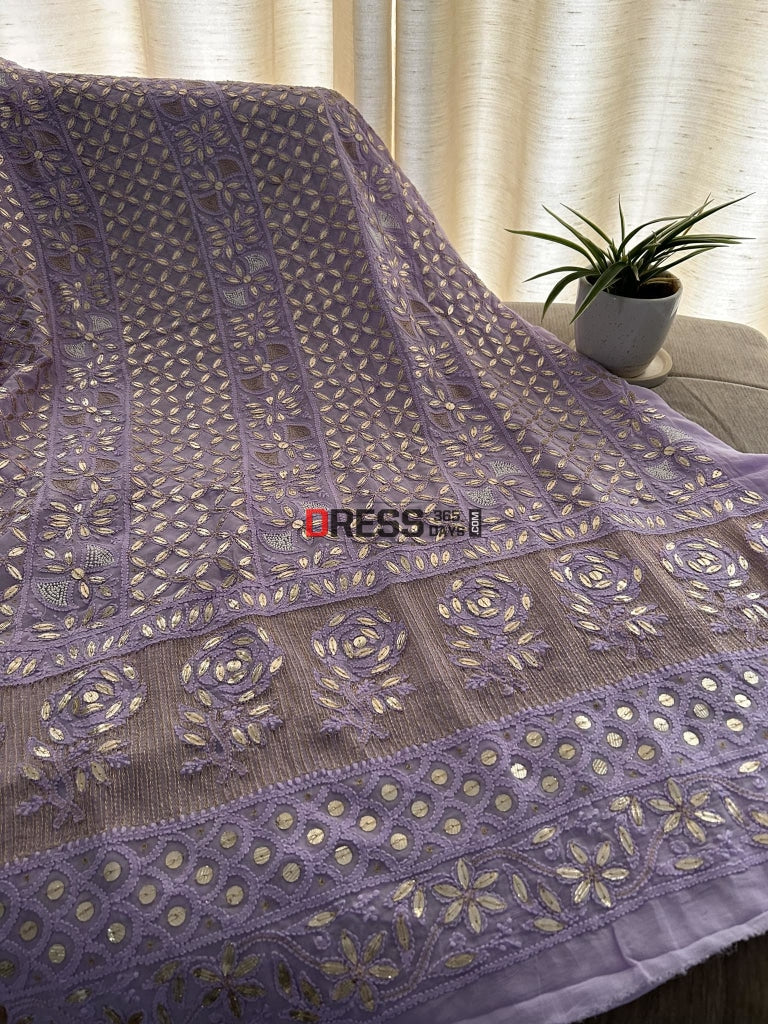 Lilac Pearl & Gota Patti Chikankari Suit Suits